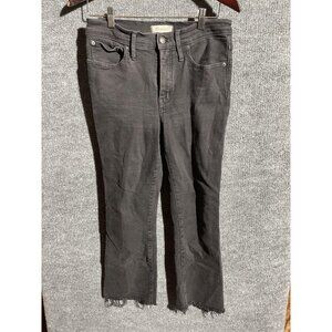 Madewell Cali Demi-Boot Jeans Womens 29 Gray Charcoal Crop Raw Hem Denim